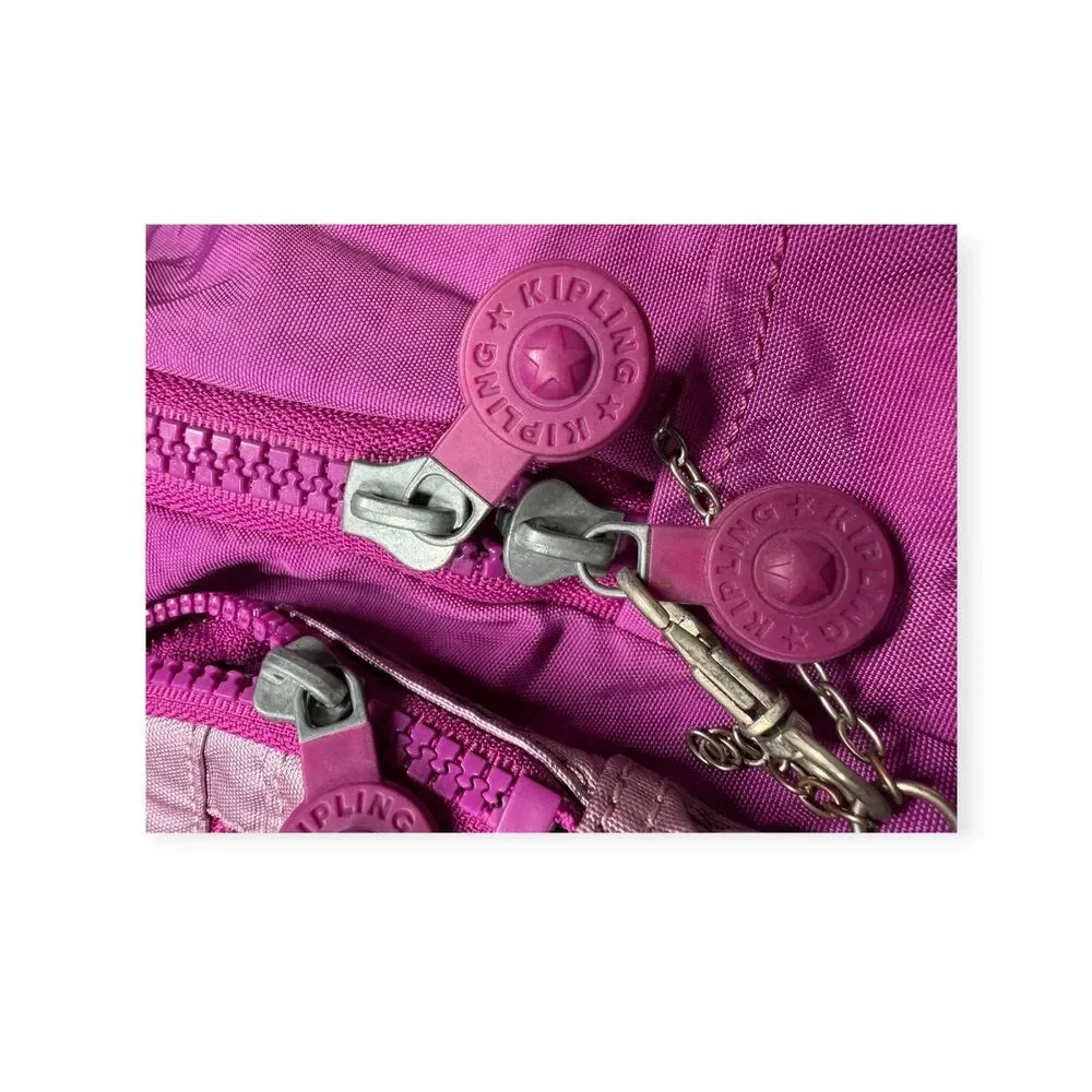 Kipling Seoul Metallic Pink Backpack Laptop Large School Bag w/ Charms Y2K‎ Rare